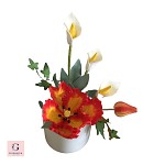 Sugar Feather Tulip Pot Red Yellow Keepsake