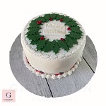 Christmas Fruit Cake Holly Wreath Design