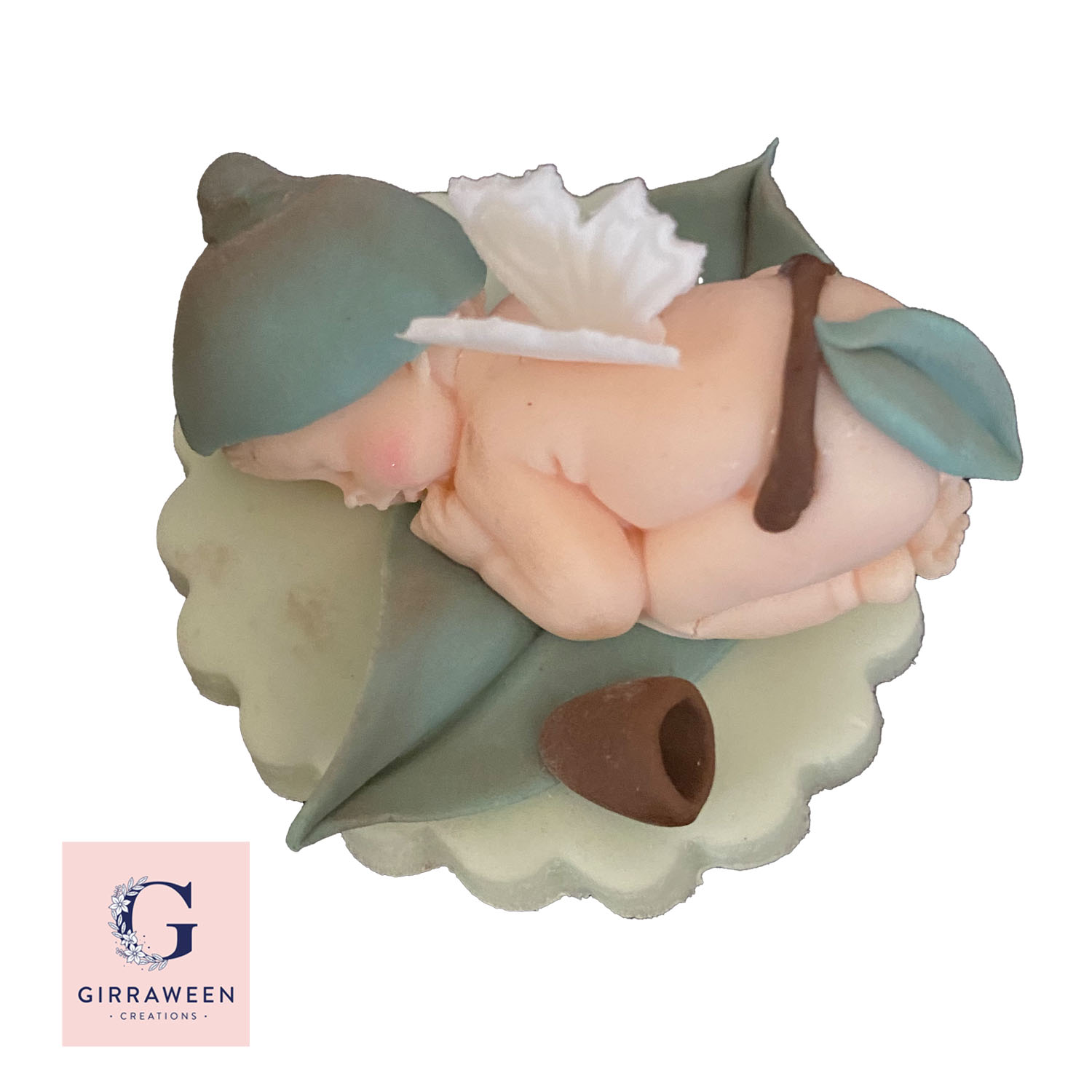 Mini Baby on Plaque with Gumnuts Cupcake Topper