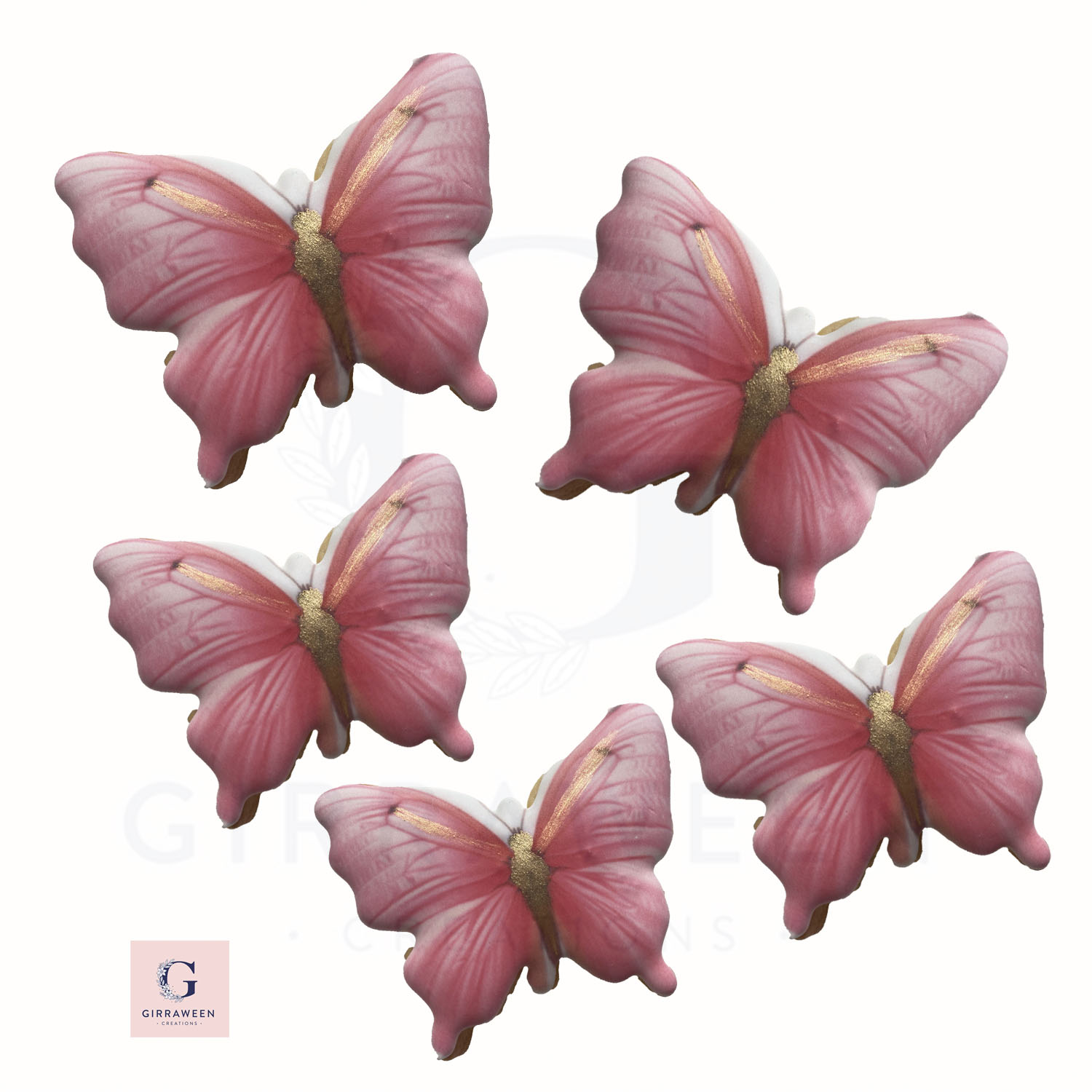 Pink and Gold Butterfly Cookies